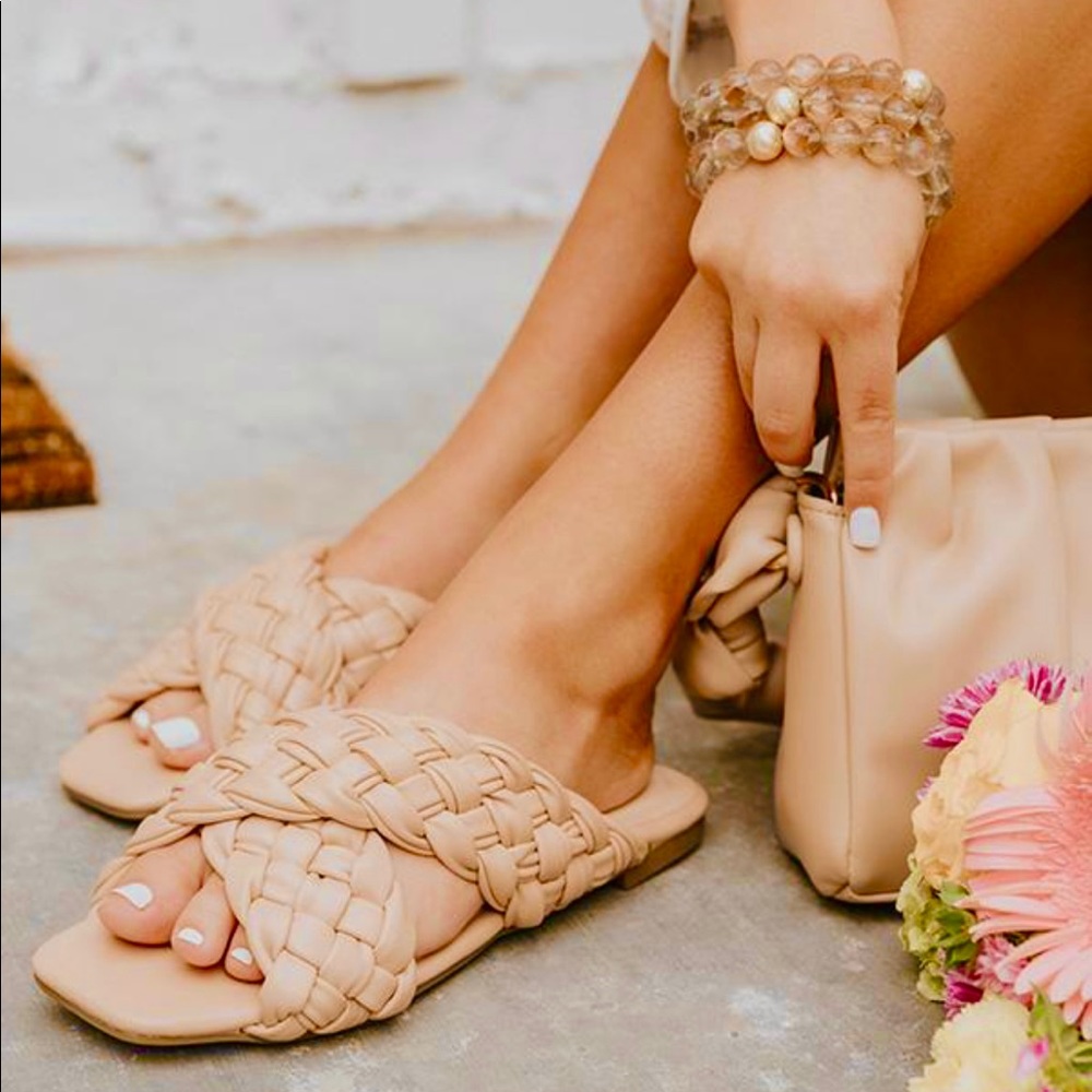Nude Woven Straps Sandals - Picture 2 of 8